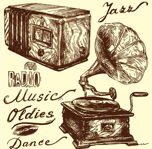 Hand drawn Vintage Musical instruments vector 04
