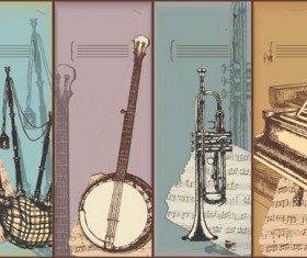 Hand drawn Vintage Musical instruments vector 05