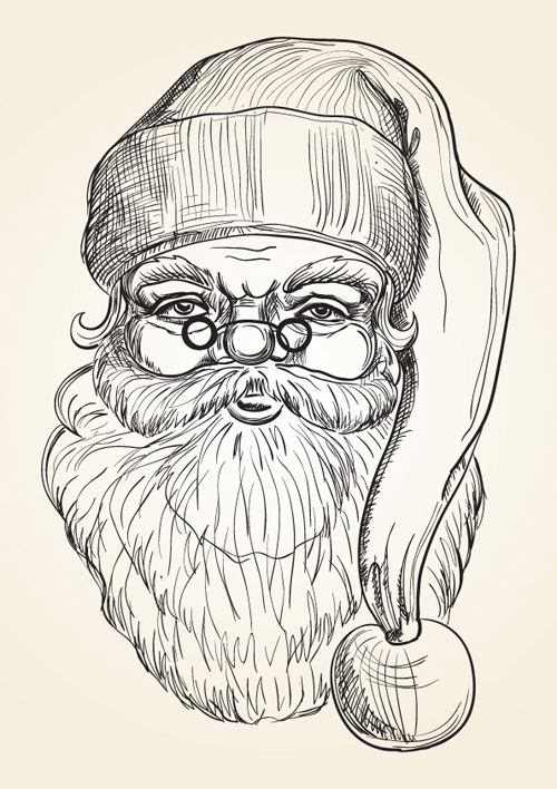 Hand drawn Vintage Santa vector material 05