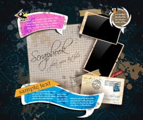 Vintage Torn paper elements vector 02