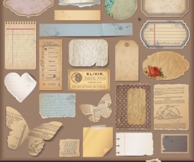 Vintage Torn paper elements vector 03