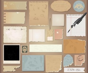 Vintage Torn paper elements vector 04