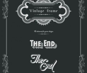 Vintage frame and decor element vector material 04