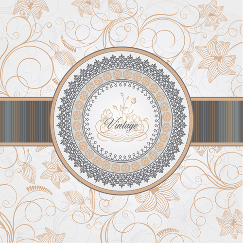 Vintage backgrounds with luxurious Floral vector 01