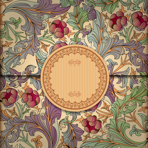 Vintage backgrounds with luxurious Floral vector 05