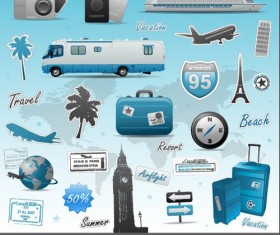 Vivid travel icons collection