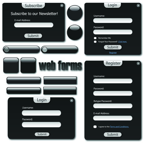 Web Login window Elements vector 03