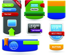 Web ribbons elements and button vector 03