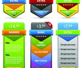 Web ribbons elements and button vector 04