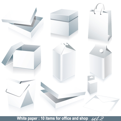 Set of White objects In life elements vector material 02
