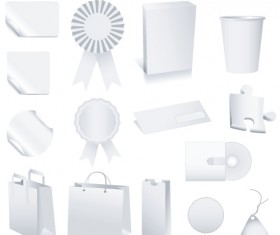 Set of White objects In life elements vector material 03