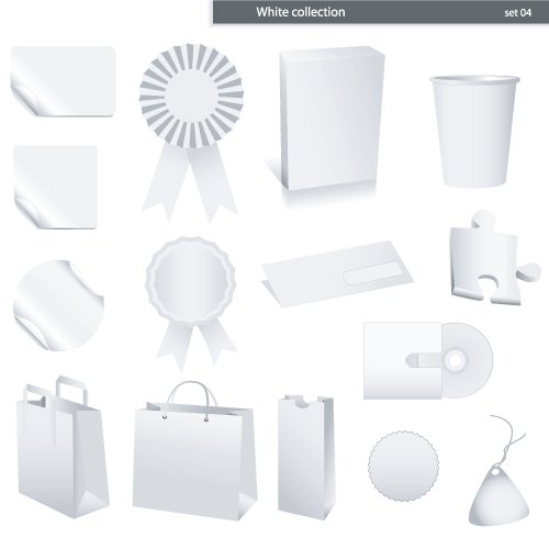 Set of White objects In life elements vector material 03