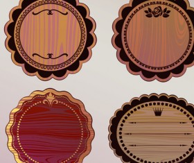 Various Wooden label design vector 01