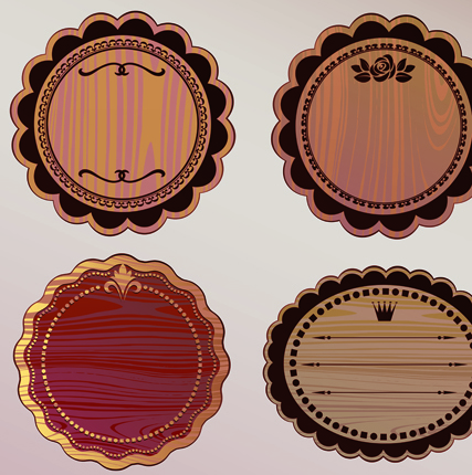 Various Wooden label design vector 01