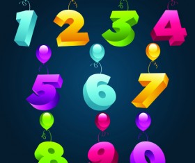 Balloons alphabet and numbers design vector 01