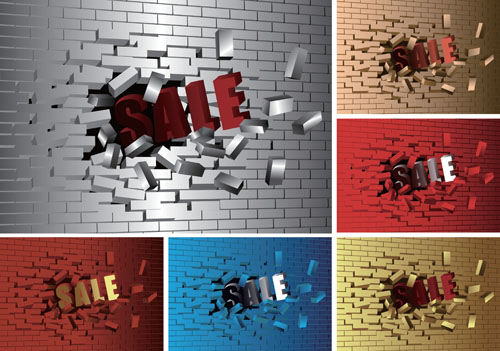 Brick wall Object backgrounds vector graphics 03