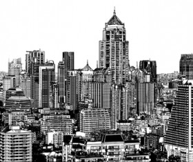Drawing city buildings and scenery vector 03