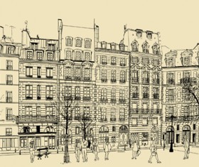 Drawing city buildings and scenery vector 04
