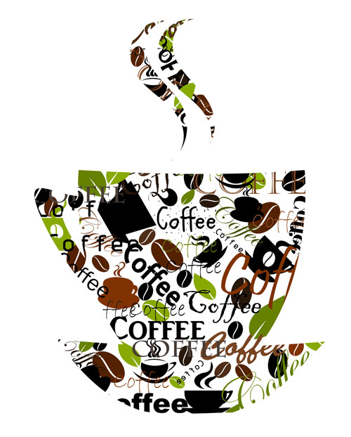 Set of Creative Coffee design elements vector material 02