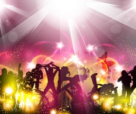 Dancing people with party design vector set 02
