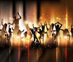 Dancing people with party design vector set 05