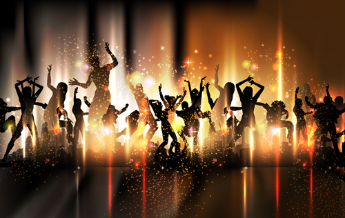 Dancing people with party design vector set 05