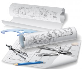 Set of Architectural drawings design vector material 01