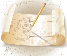 Set of Architectural drawings design vector material 02