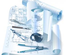 Set of Architectural drawings design vector material 03