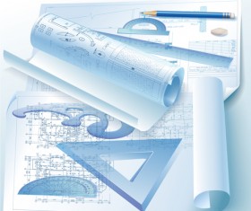 Set of Architectural drawings design vector material 05