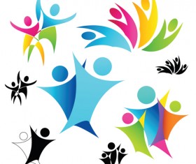 Set of Different family logos vector 05