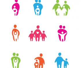 Set of Different family logos vector 07