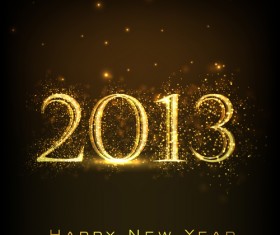 golden glow New Year 2013 design elements vector 01