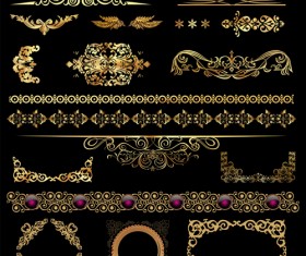 Set of Golden ornament Borders design vector 01