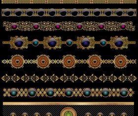 Set of Golden ornament Borders design vector 03