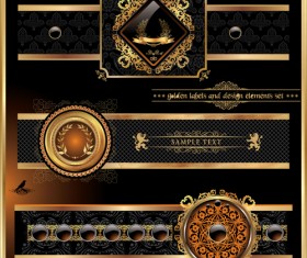 Set of Golden ornament Borders design vector 04