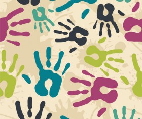 Colorful Hand prints design vector set 01