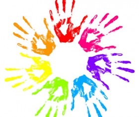 Colorful Hand prints design vector set 02