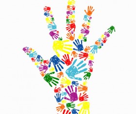 Colorful Hand prints design vector set 03