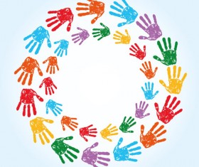 Colorful Hand prints design vector set 04