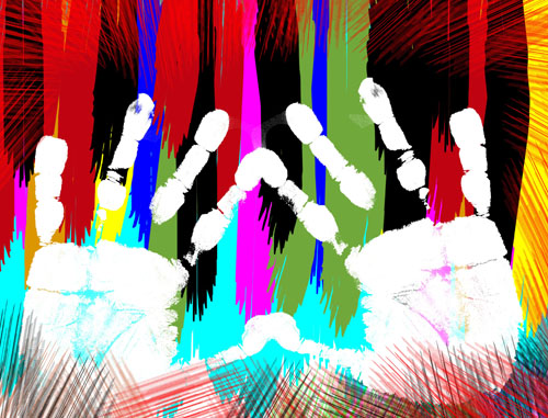 Colorful Hand prints design vector set 05