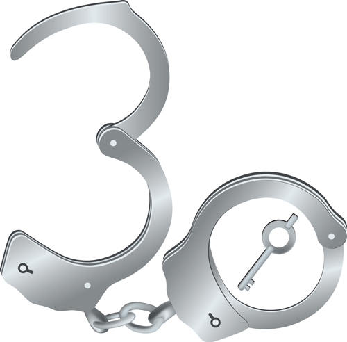 Set of Handcuffs design elements vector material 02
