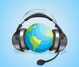 Elements of headphones vector set 02