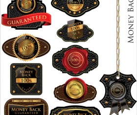 Vintage Leather lables and tags vector set 02