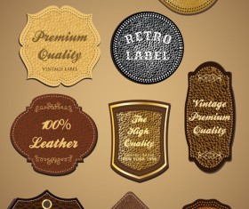 Vintage Leather lables and tags vector set 03