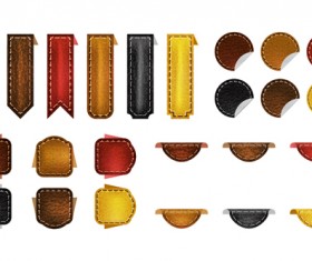 Vintage Leather lables and tags vector set 05