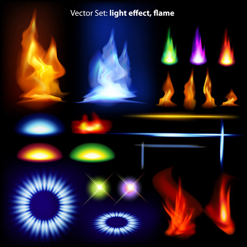 Set of Sparkling Light effects vector material 01