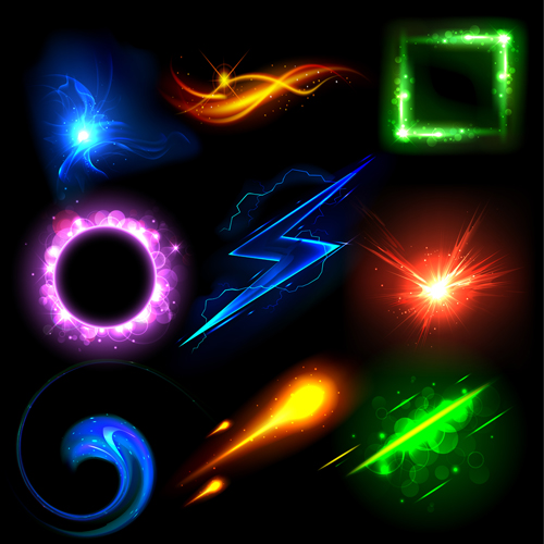 Set of Sparkling Light effects vector material 03