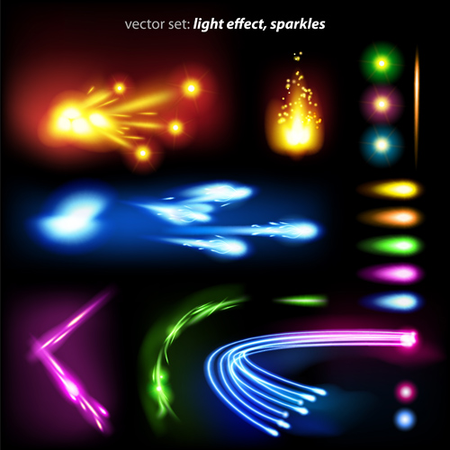 Set of Sparkling Light effects vector material 05
