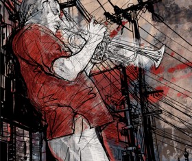 Graffiti music backgrounds vector set 02